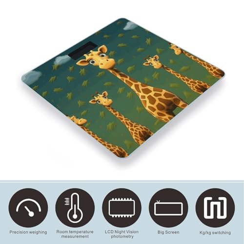 Báscula digital de baño con diseño jirafa y pantalla LCD miniatura 3