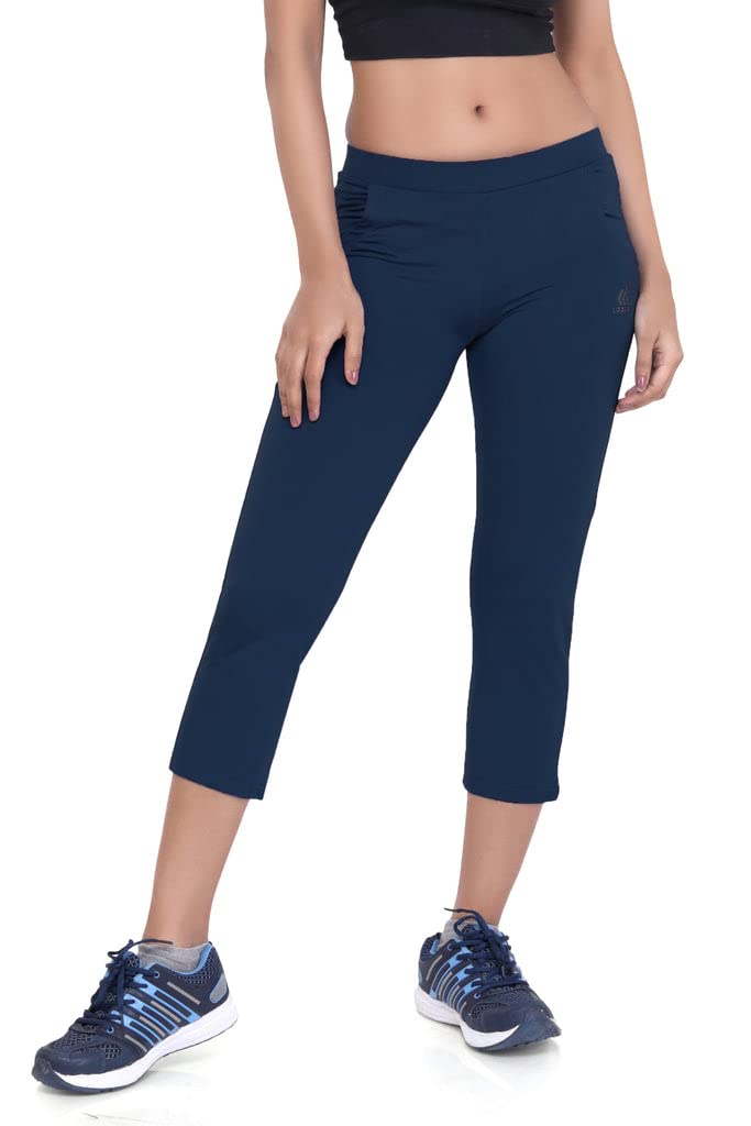 Women Airforce Blue Regular Fit Streachable Capri for Gym, Yoga, Runing, Jogging Activewear Two Sided Pockets Capri (Size XL, 30-32)-image-7