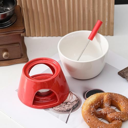 Ceramic Chocolate Fondue Pot Set, 4.13 Inch Melting Bowl for Cheese & Caramel, Candle Warmer for Tapas Parties & Desserts - Image 5