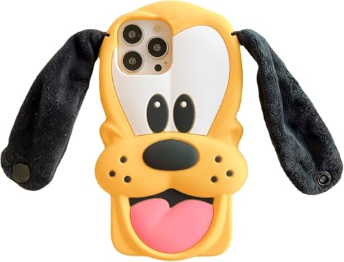Image of Meyaar Orry Style Cute Case For Apple iPhone 14 / iPhone 13 / iPhone 15 Case, Soft Silicone Case Cover For Apple iPhone 13 / iPhone 14, iPhone 15 Case Cover (Pluto-Dog, For I Phone 13 & 14), Multicolor