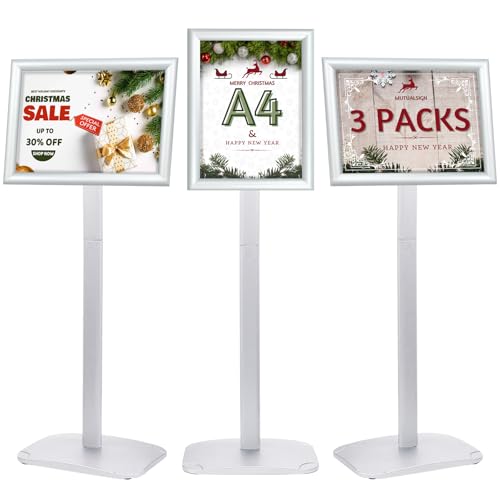 Support d'affichage A4 sur pied robuste argenté porte-affiche menu avis publicitaire