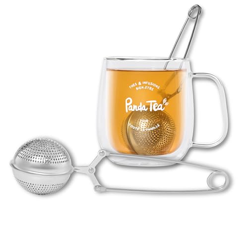 Panda tea - boule à thé en inox - Infuseur Thé Original et Pratique pour infuser vos Thés en Vrac - Boule a the avec poignée