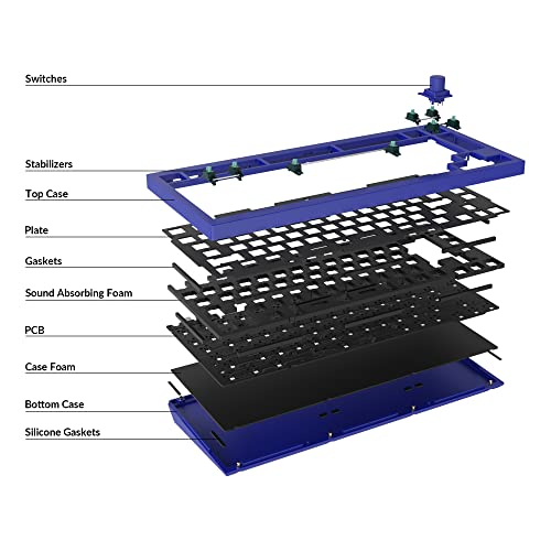 Image of Keychron Q1 75% Layout Wired Custom Mechanical Keyboard, Full Aluminum QMK /VIA Programmable Macro, Double-Gasket DIY Kit Hot-Swappable Compatible with Mac Windows Linux (Blue) -Barebone Knob Version 2