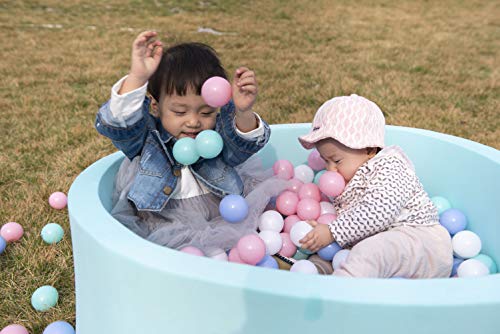 MoonxHome Pit Balls Crush Proof Plastic Children\'s Toy Balls Macaron Ocean Balls 2.15 Inch Pack of 100 White&Green&Pink