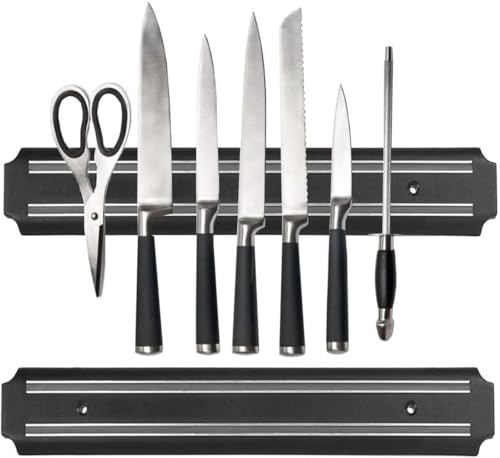 SterlingEdge Magnetic Knife Holder Premium Wall Mounted Magnetic Knife Strip Kitchen Utensil Holder Tool Organizer Durable and Stylish Black 20cm, 33cm, 55cm (33cm) - Image 4