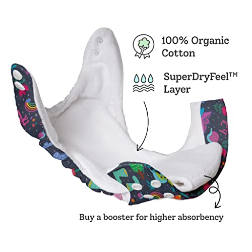 Image of SuperBottoms UNO Freesize Cloth Diaper | Cloth diaper for babies 0 to 3 years | Washable & Reusable cloth diaper | Comes with cloth diaper inserts | 1 Organic cotton Soaker + 1 Booster (RimZhim)