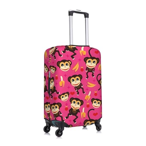 Generic Cartoon Monkey and Banana Pink Travel Luggage Cover Elastic Anti-scratch Suitcase Cover Protector Spandex Stretch Luggage Baggage Covers Fits 25-28 Inch Luggage,L, Zxxstc0222-203