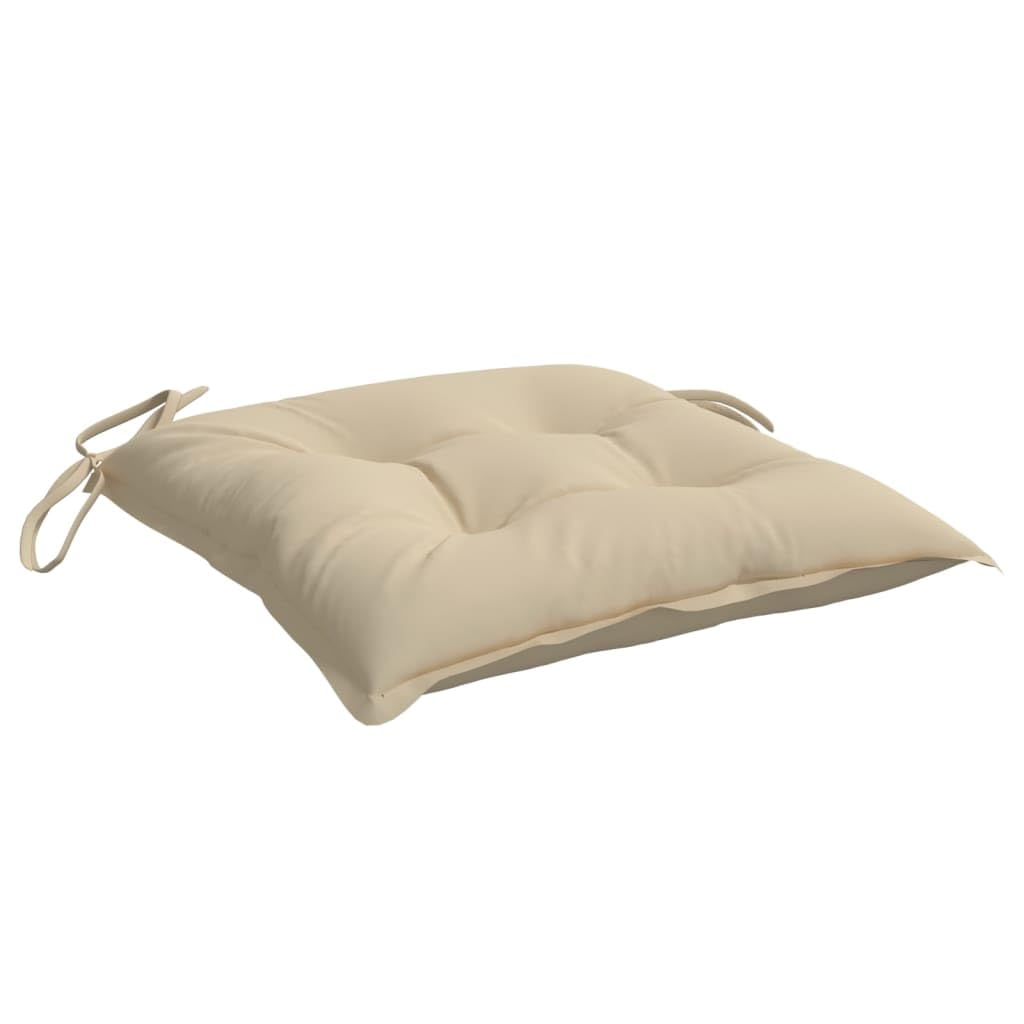 vidaXL Lot de 6 Coussins de Chaise, Galette de Siège avec Jeux de Cordes, Coussin d'Extérieur Imperméable, Beige 40x40x7 cm Tissu Oxford