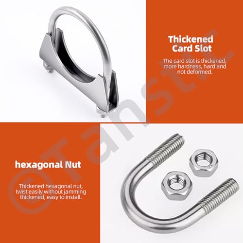 Abrazaderas en U de acero inoxidable Tanstic con máxima resistencia para escape 5