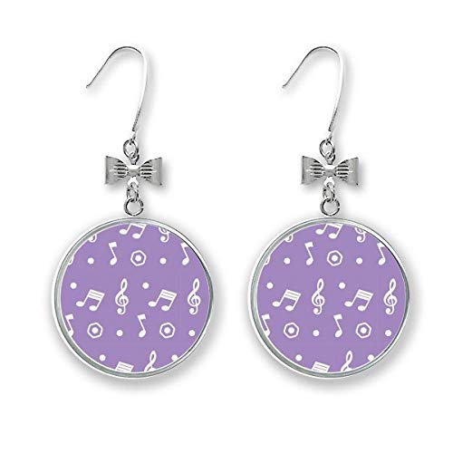 Boucles d'oreilles pendantes nœud blanc en argent massif et détails fins violets