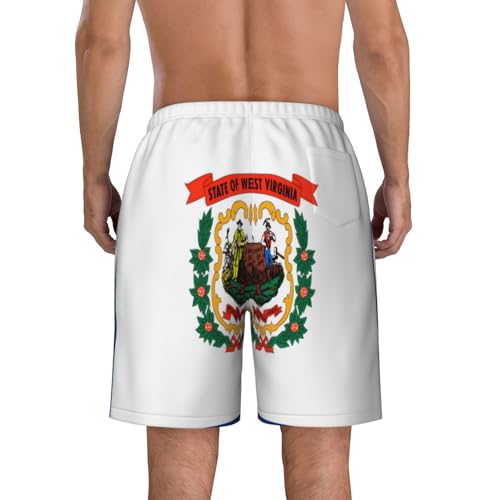 West Virginia Flag Men Beach Pants â€“ Swim Trunks for Men,Quick-Dry and Comfortable, Suitable for Beach, Surf, and Everyday Wear Black4