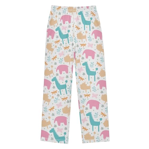 ZZXXB Cartoon Elephant Poodle Boys Long Pants Soft Trousers Elastic Waist Kids Lounge Bottoms with Pockets S-XL