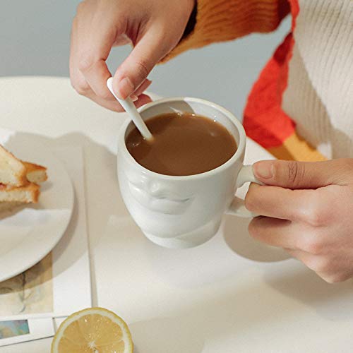 Tazas de Café Taza de café de cerámica de la boca 3D personalizada Blanco Té de porcelana hecha a mano o taza de leche Copa de bebida creativa Gift especial para hombres mujeres para Hogar, Oficina, F