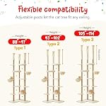 Plancher jusqu'à l'arbre de chat plafond, hauteur réglable de la tour de chat haut (88-114=223-290CM), 6-Tier Tour d'escalade de chat avec 18 Postes de scratching entièrement sisal, 6 Plateformes et 2 Des hamacs coquins, Beige