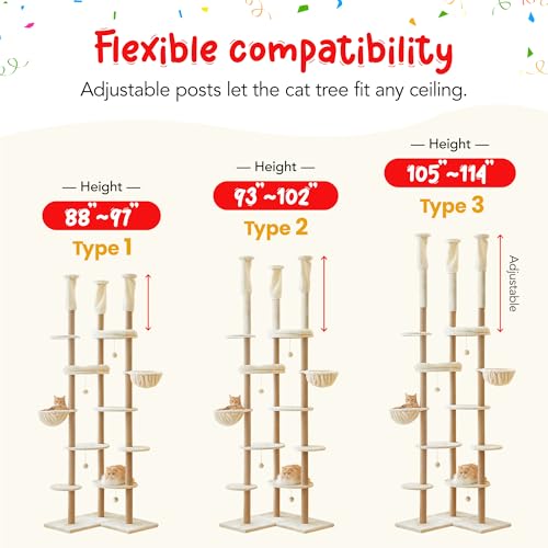 Torre para gatos ajustable Beige 102 in altura miniatura 4