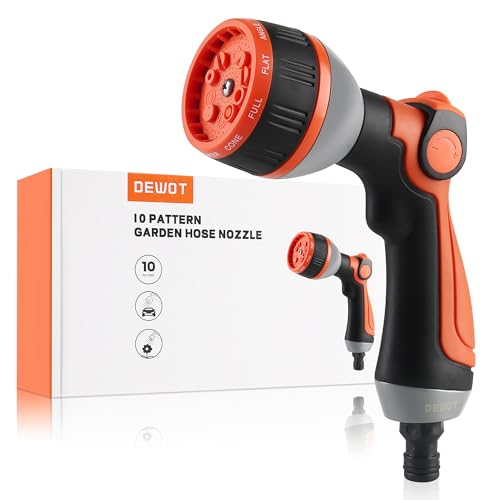 DEWOT Hose Pipe Spray Gun, 10 Adjustable Patterns Garden Hose Spray Gun, Thumb Control & Quick...