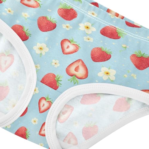 Wusikd Watercolor Strawberries Girls' Underwear Cotton Hearts Girls Briefs Soft Toddler Underwear 2T4
