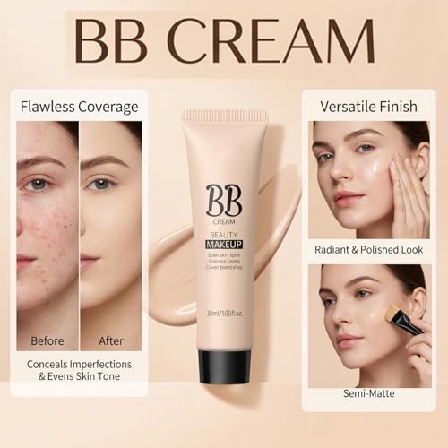QueenDairy Korean BB Cream & Foundation 2-in-1 - Buildable Coverage Tinted Moisturizer with SPF, for a Natural Matte Finish & All-Day Wear (160 Light)