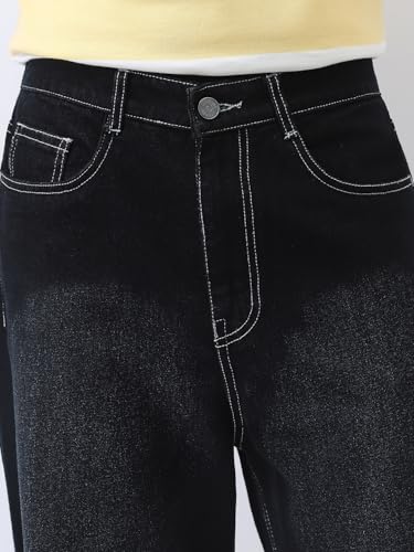 Image of Urbano Fashion Men's Loose Baggy Fit Washed Jeans Non-Stretchable