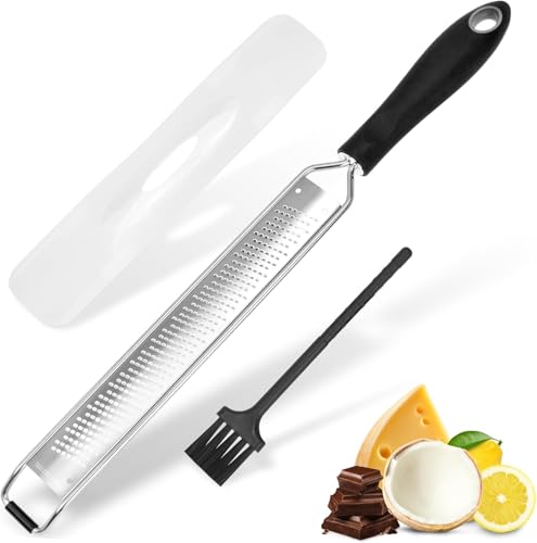Lemon Zester & Heavy Duty Cheese Grater - Vegetable, Garlic, Nutmeg, Chocolate, Fruits, Ginger Shredder - Stainless Steel (Black) - image 1