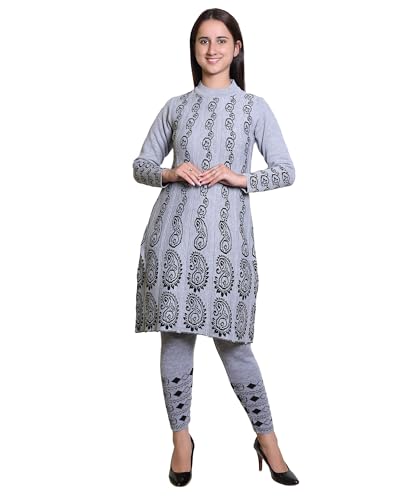 Image of Grand Line Women's Acrylic Woolen Winter Wear Warm Kurta with Palazzo Set