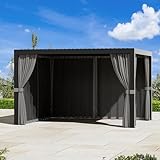 Modern Shade Outdoor Pergola Privacy Curtains & Mosquito Netting with Zipper for 10' x 12' Louvered Pergola, Replacement Universal 4-Panel Sidewalls, Replacement for Outdoor, Gray
