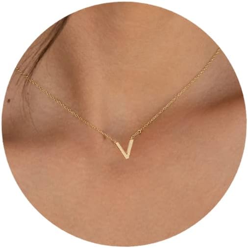Initial Necklaces for Women,Dainty Gold Plated Letter Necklace Name Personalized Monogram Pendant Necklace Simple Cute Initial Necklace Choker Necklace for Women Trendy Gold Jewelry Gifts