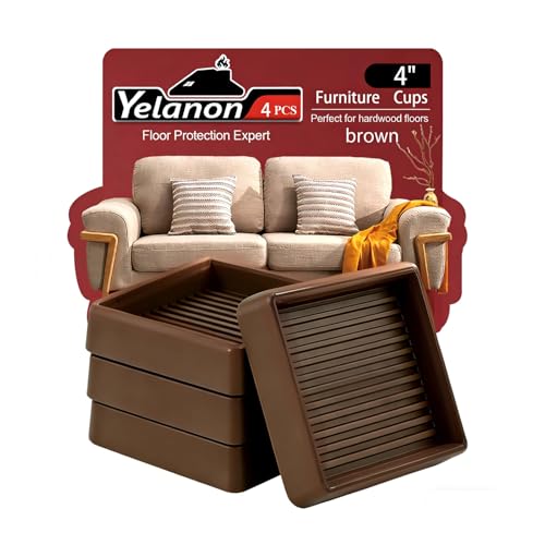 Non Slip Furniture Pads for Hardwood Floors -Yelanon 4Pcs 4” Coasters Cups