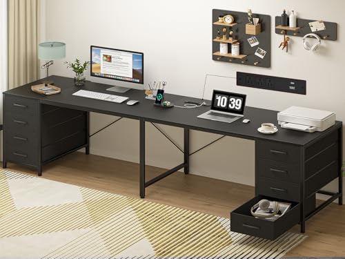 TVU 95" 2 Person Desk with 8 Drawers, Large Writing Home Office D...