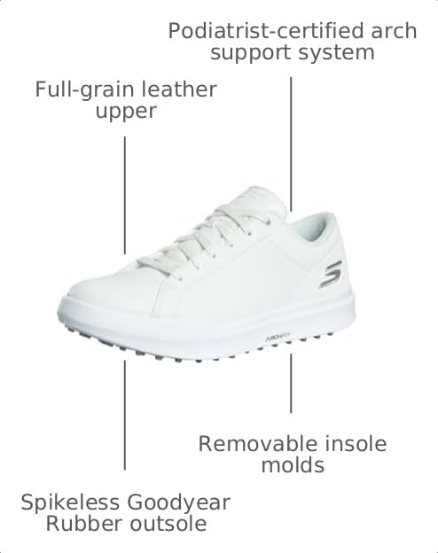 Image of Skechers Men's Drive 6 Arch Fit Golf Shoe | Golf, Waterproof, Relaxed Fit, Arch Fit, Goodyear Rubber Outsole; Leather