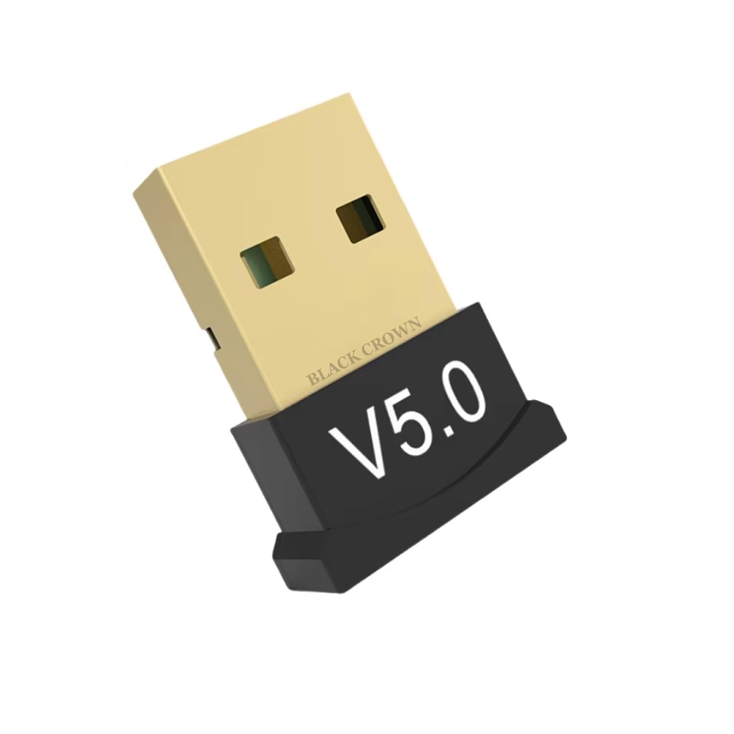 BLACK CROWN USB Bluetooth Adapter for PC, 5.0 Bluetooth Dongle Receiver Supports Windows 11/10/8.1/7 for Desktop, Laptop, Mouse, Keyboard, Printers, Headsets, Speakers. Black. (Black)