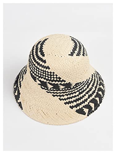 Chapeau de plage tricoté à la main en paille colorée pour femme
