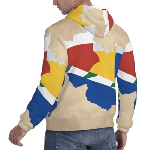 Seychelles Flag Map01 Men'S Casual Sweatshirt Hoodie, Long Sleeve Hooded Pullover With Pocket And Drawstring4
