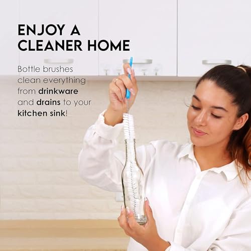 Image of Bottle Brush Cleaner Set, 5 Pack, Long Brushes for Water Bottles, Tumblers, Wine Decanter, Baby Bottles, Flasks, Kitchen Cleaning Supplies
