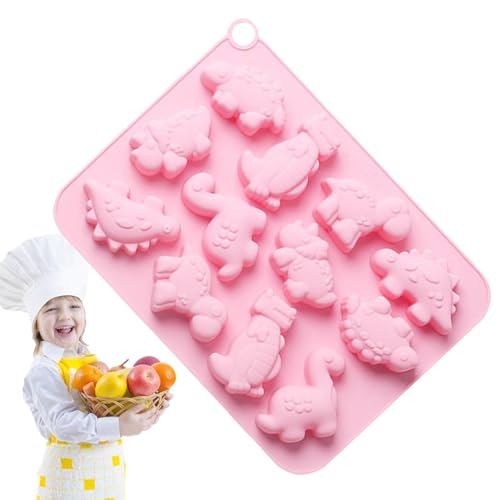 Molde para galletas de dinosaurio, 12 cavidades de dinosaurio, fondant, dinosaurio, caramelo, pasta de azúcar, moldes de dinosaurio para decoración de pasteles, decoración de cupcakes, caramelo, pasta
