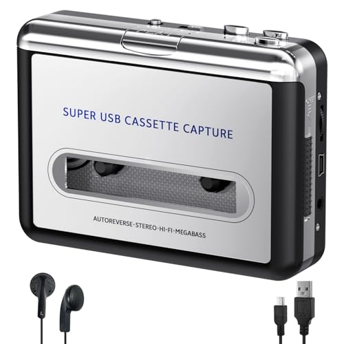 Image of Personal Cassette Player Tape Recorder, Convert Tape to MP3 Digital, Portable Walkmaner with Auto-Reverse, 3.5MM Earphone Jack