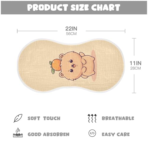 Bear Orange Head Beige Baby Burp Cloths Muslin Soft Burp Cloth Rags Cotton Burp Clothes Absorbent for Unisex Boy Newborn Girl 1 Pack 22x11 Inches2