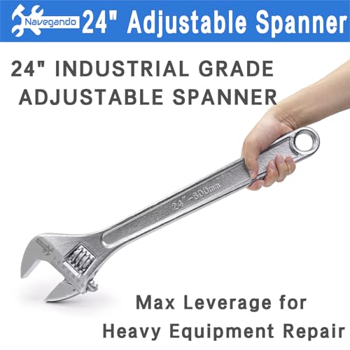 Image of Navegando 24 Inch Large Heavy Duty Adjustable Wrench, 2.36 Inch Big Jaw Opening, High Titanium Steel Forged Industrial Long Handle Wrench for Automotive, Construction, Farm Repair