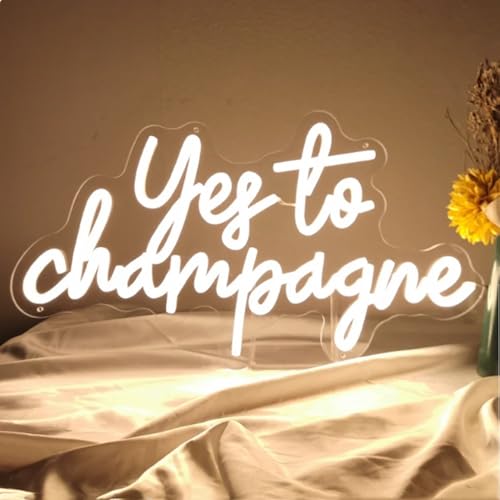 Image of Yes to Champagne Led Neon Lights Sign for Home Bar Kitchen Man Cave Pub Wall Decor, Acrylic Bar Wedding Birthday Grad Party Neon Sign with Dimmable Switch and Hanging Chain,5V Usb Powered | Acrylic Bar Wedding Birthday Grad Party Neon Sign with Dimmable Switch and Hanging Chain,5V Usb Powered