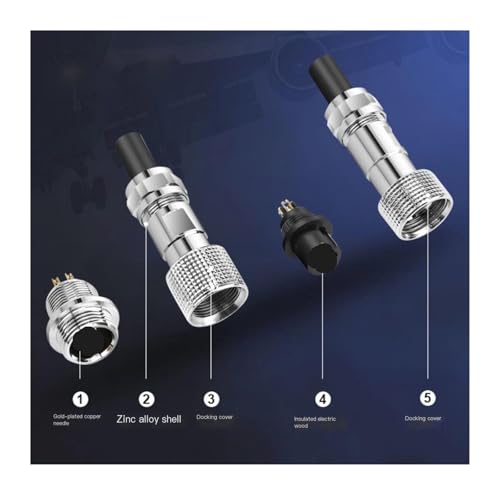 Conector GX12 de 6 pines impermeable IP67 aviación chasis cable estanco 4