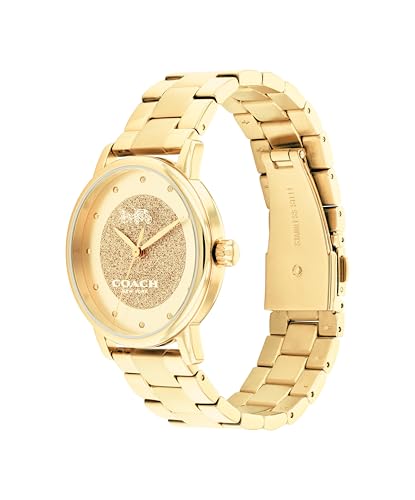 Image of Coach Grand Qtz Basic Gold Round Dial Women's Watch|Ionic Plated Thin Gold Steel Material|Gold Color Band - 14503942