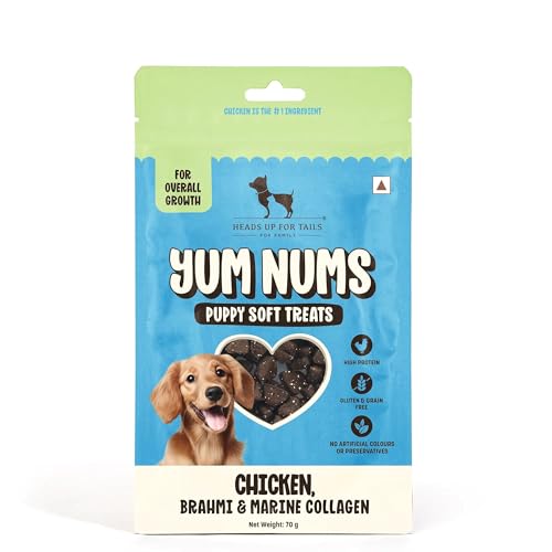 Image of Yum Nums by HUFT Soft & Chewy Sticks - 70 gm (Pack of 5) | Chicken, Brahmi & Marine Collagen Puppy Soft Treats | Healthy Dog Treats for Puppies | Puppy Training Treats | High Protein, Joint Support