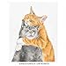 Triple Studio Cat Snuggles in Love Art Print - Watercolor Painting, Orange and Grey Cat, Perfect Gift for Cat Wife, UNFRAMED, Signed by Artist (8x10 inches)