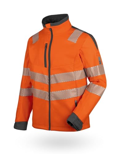WÜRTH MODYF Warnschutz Softshelljacke Neon – hochwertige & reflektierende Arbeitsjacke in Größe 6XL – winddicht, atmungsaktiv & wasserabweisend (8.000 mm WS)| Orange