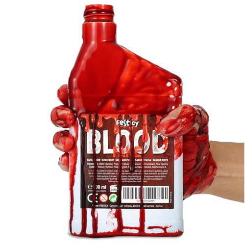 Festicy Sangre Artificial 500 ml I Sangre Falsa Lavable para Maquillaje Halloween I Sangre Artificial Heridas Falsas, Decoracion Halloween Disfraz Halloween Hombre, Mujer, Disfraz Halloween Niño