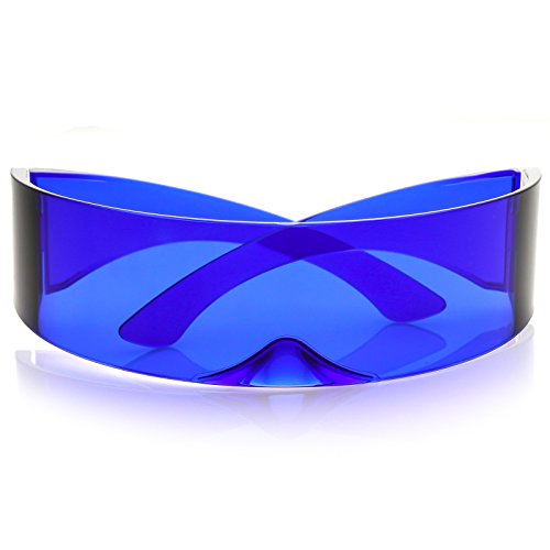 zeroUV - 80s Futuristic Cyclops Cyberpunk Visor Sunglasses with Semi Translucent Mirrored Lens Shield Sunglasses4