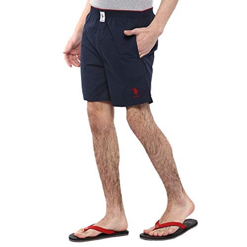 Image of U.S. POLO ASSN. Cotton Mens 2 Pocket Solid Boxers (Navy Medium)