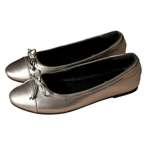 Image of Theater Swans Casual Ballet Flats for Women | Stylish Slip-on Ballerina with Bow Detail | Lightweight Comfortable Footwear with Cushioned Insole