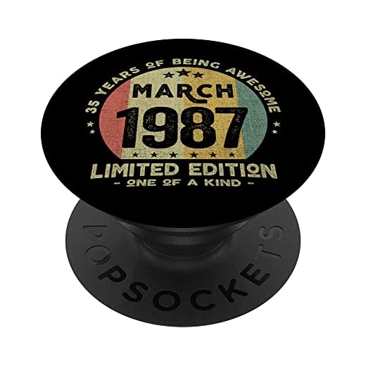 Regalo 35 años Cumpleaños Hombre Mujer - Marzo 1987 PopSockets PopGrip Intercambiable