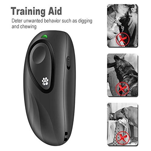 Dog Barking Control Devices, Ultrasonic Anti Barking Device, 2 In 1 Adjustable Frequency Dog Barking Deterrent Devices Handheld Dog Training Device with LED Indicator Wrist Strap for Indoor Outdoor